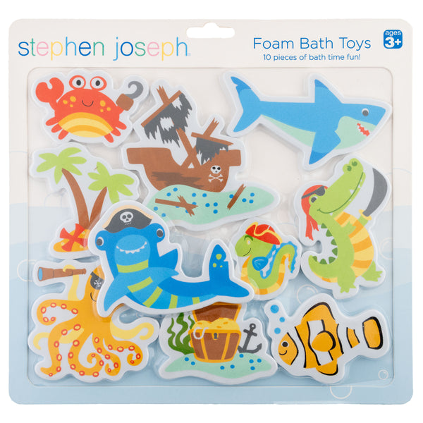 Shark foam bath toys packaged view