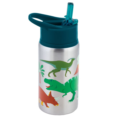 Dino flip top stainless steel bottle front view