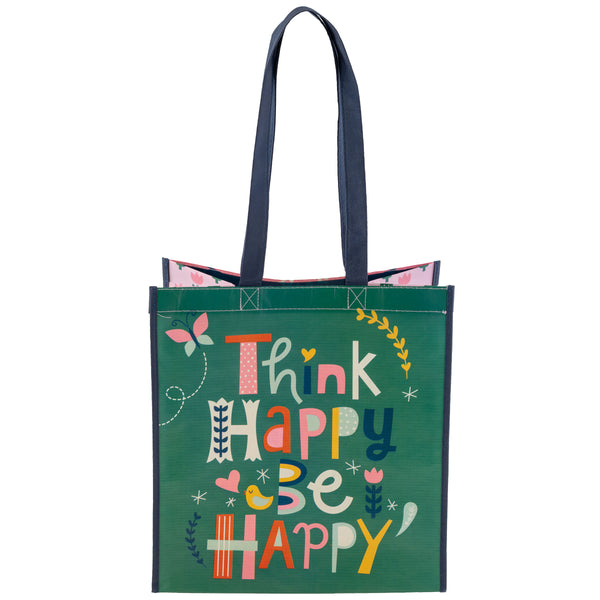 Think happy large recycled gift bag front view