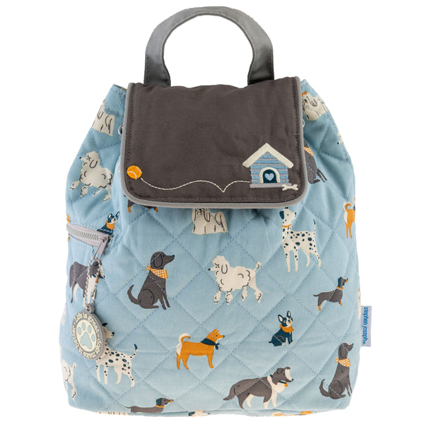 Dog quilted backpack for baby front view