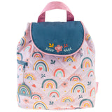 Rainbow quilted backpack front view