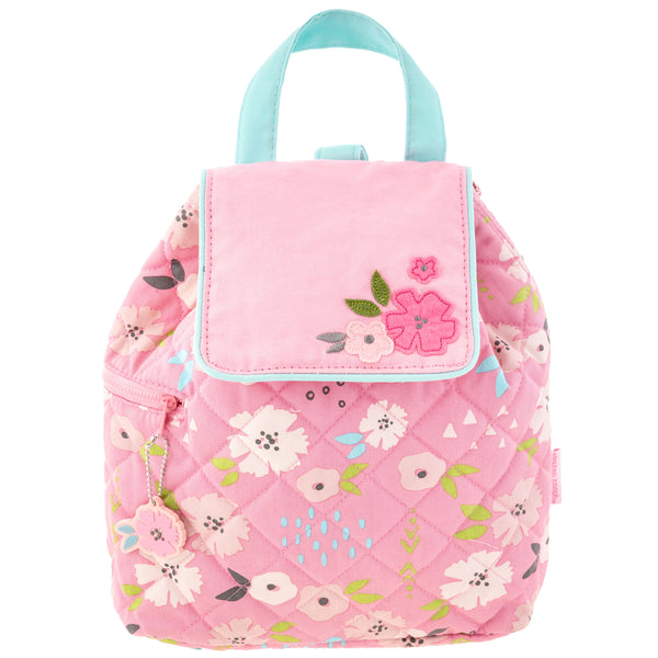 Flower quilted backpack front view