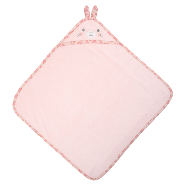 Bunny hooded bath towel for baby front view