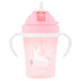 Unicorn flip top sippy cup front view