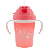 Coral flower flip top sippy cup front view