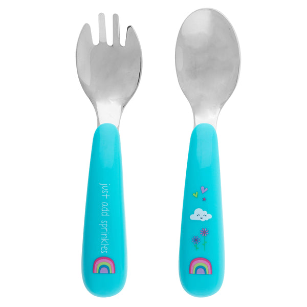 Rainbow spoon and fork sets front view