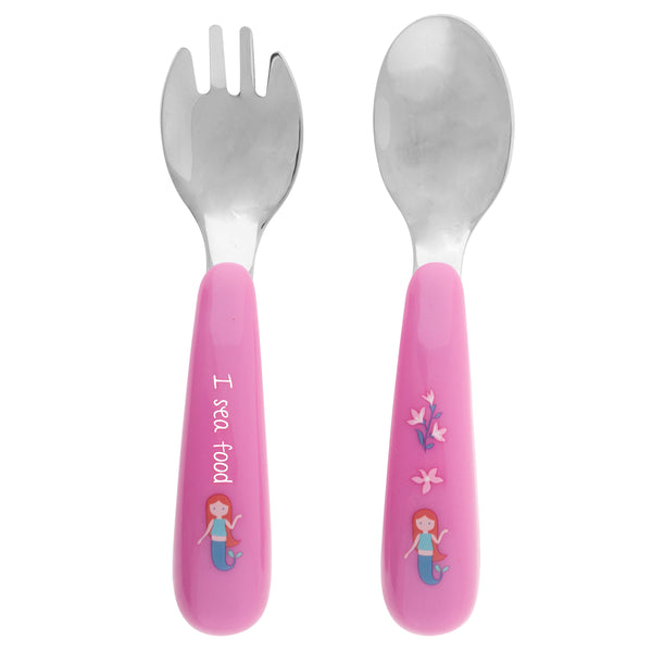 Mermaid spoon and fork set front view