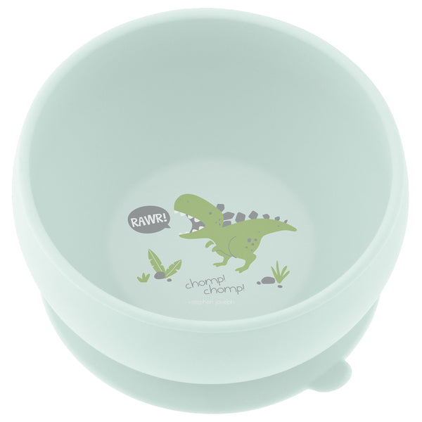 Dino silicone bowl front view