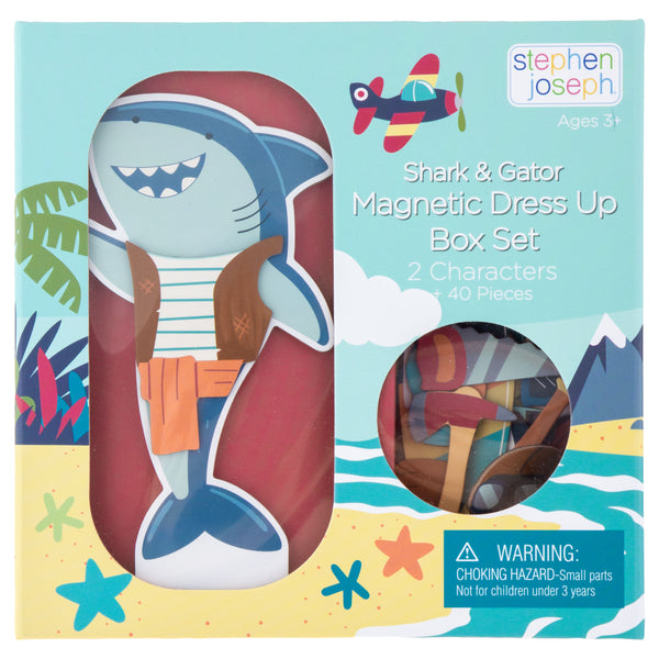 Shark and gator magnetic dress up box set front view