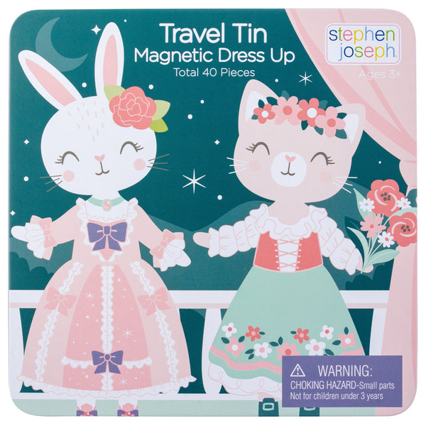 Bunny and cat travel tin magnetic dress up front view