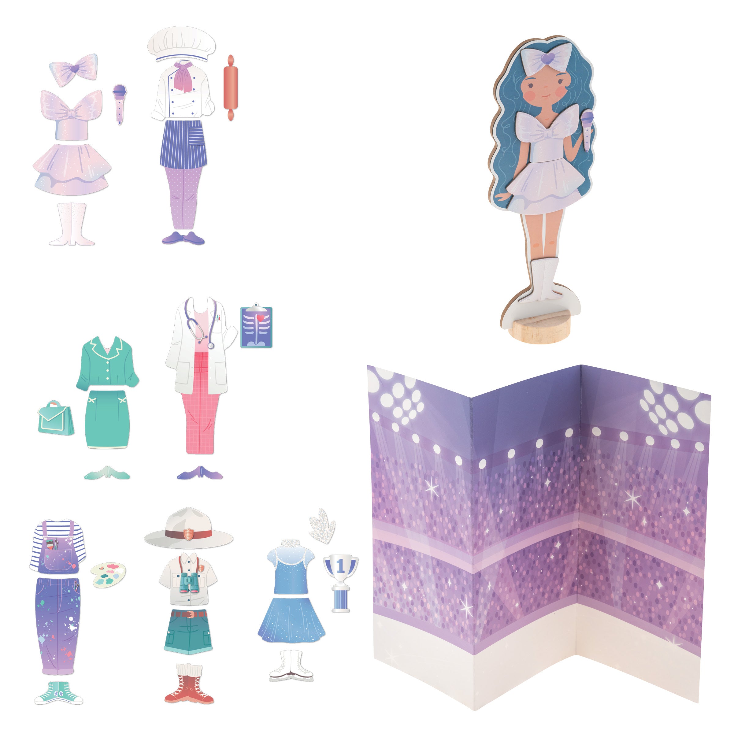Magnetic Paper Dolls Cutouts Pretend Play Outfit Magnet Clothes