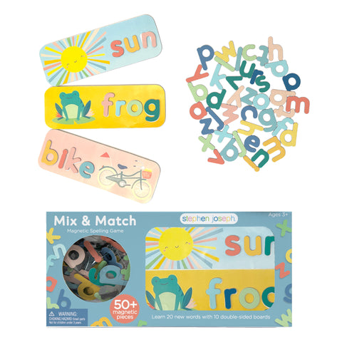 Mix and match magnetic spelling game