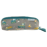 Construction all over print pencil pouch front view.