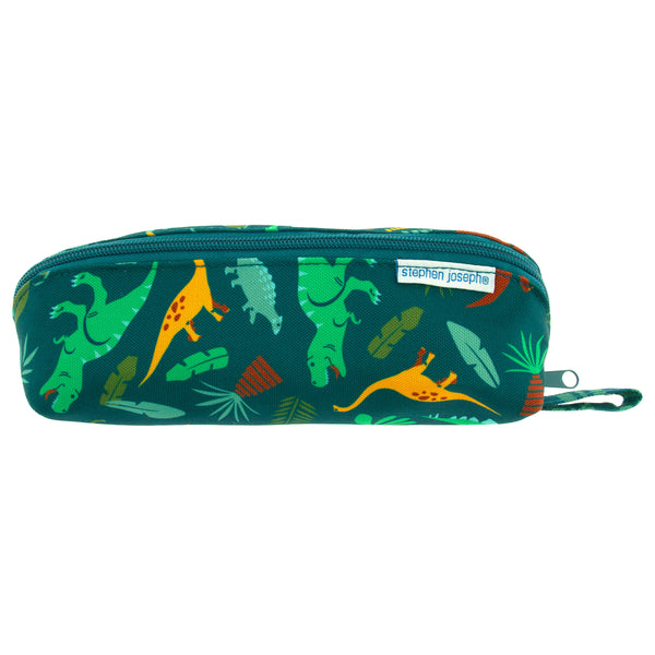 Dino all over print pencil pouch front view.