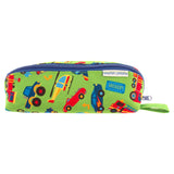Transportation all over print pencil pouch front view.