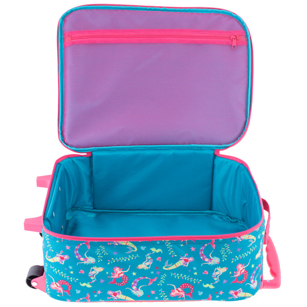 Mermaid all over print luggage inside view. 