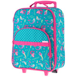 Mermaid all over print luggage back view. 