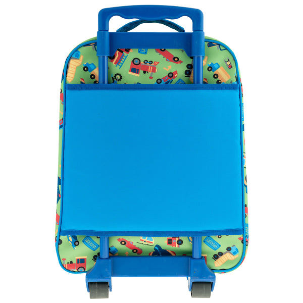 Transportation all over print luggage front view. 