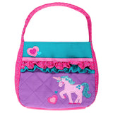 Unicorn quilted backpack front view