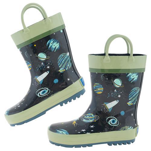 Gray space rain boots