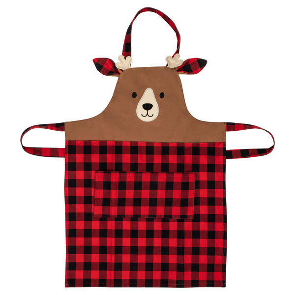 Boy reindeer holiday apron front view