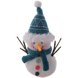 Snowman linen ornament front view